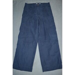 Vince Pants Womens Size 4 Blue Mid-Rise Fluid Cargo Trouser Wide Leg